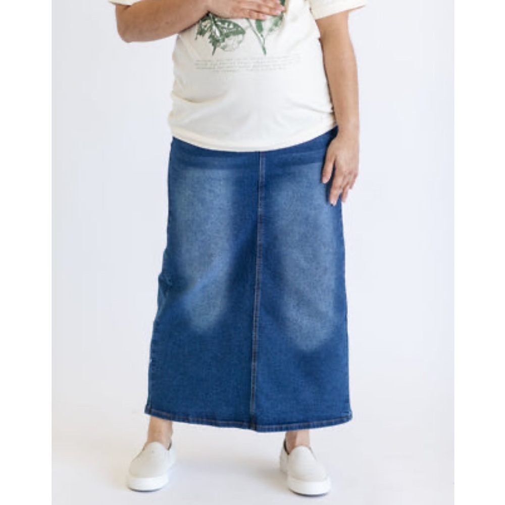 Maternity Denim Maxi Skirt